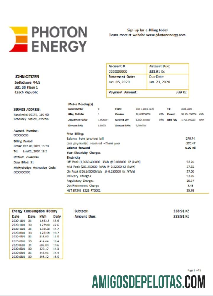 Projeto de lei do serviço público de energia Photon da República Tcheca exemplo